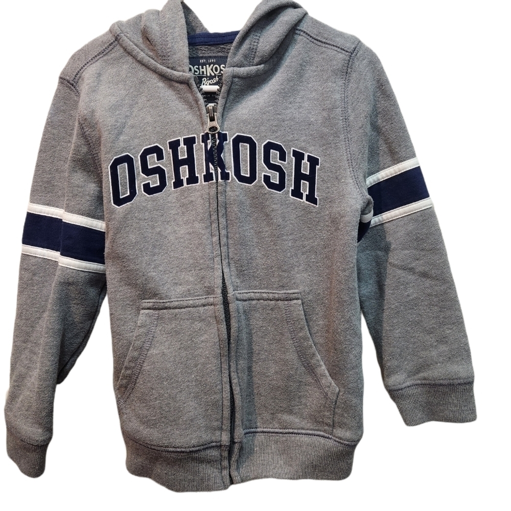 Oshgosh full zip gray sweat jacket with blue accent hoodie Size 4T
